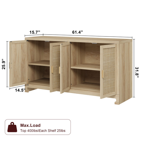 Yuan Home Buffet Cabinet,Rattan Accent Storage Cabinet With